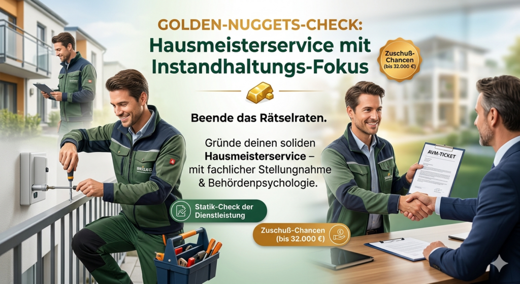 Existenzsicherung durch Hausmeisterservice – Strategischer Check für Instandhaltung, Werken und rechtliche Abgrenzung zur Sicherung der Maximalförderung durch das AVM-Ticket