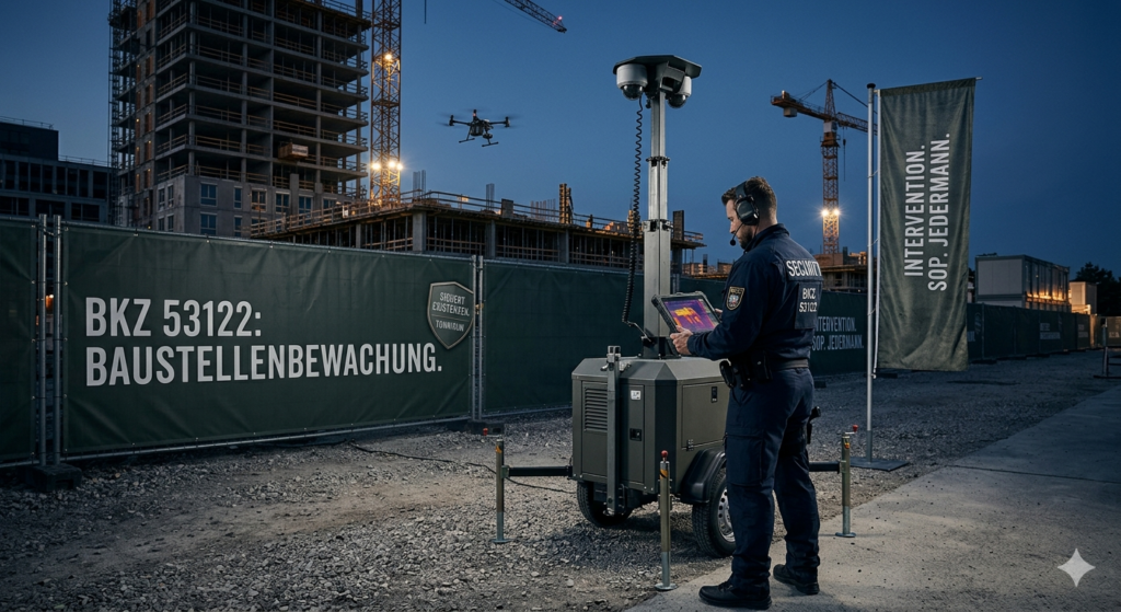 Professioneller Sicherheitsdienst im B2B-Infrastrukturschutz mit moderner CCTV-Überwachung und Interventionskraft nach § 34a GewO zur Existenzsicherung.